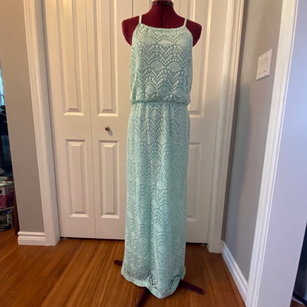 Sharagano Crochet-knit Halter Maxi Dress